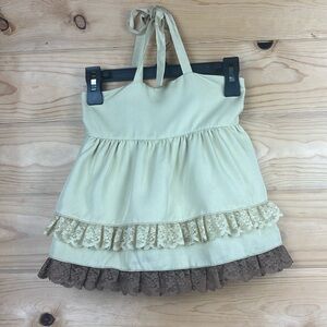 Matilda Jane Paint By Numbers Ellie Halter Top Beige Brown Ruffle Layered 2 NWT